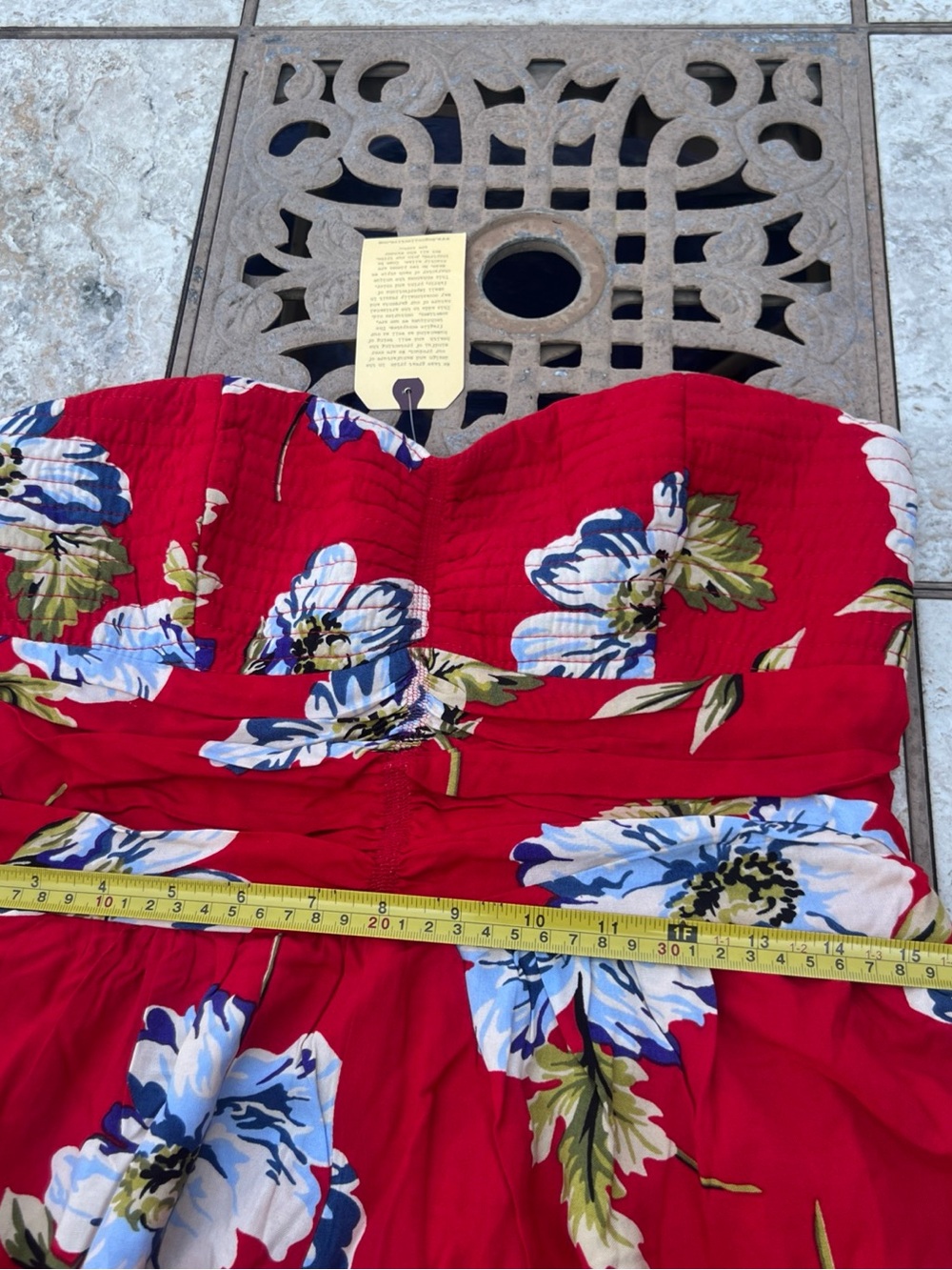 NWT  B.O.G. Collective Women’s Red Floral Strapless Jumpsuit - Size L COTTON - Picture 12 of 16